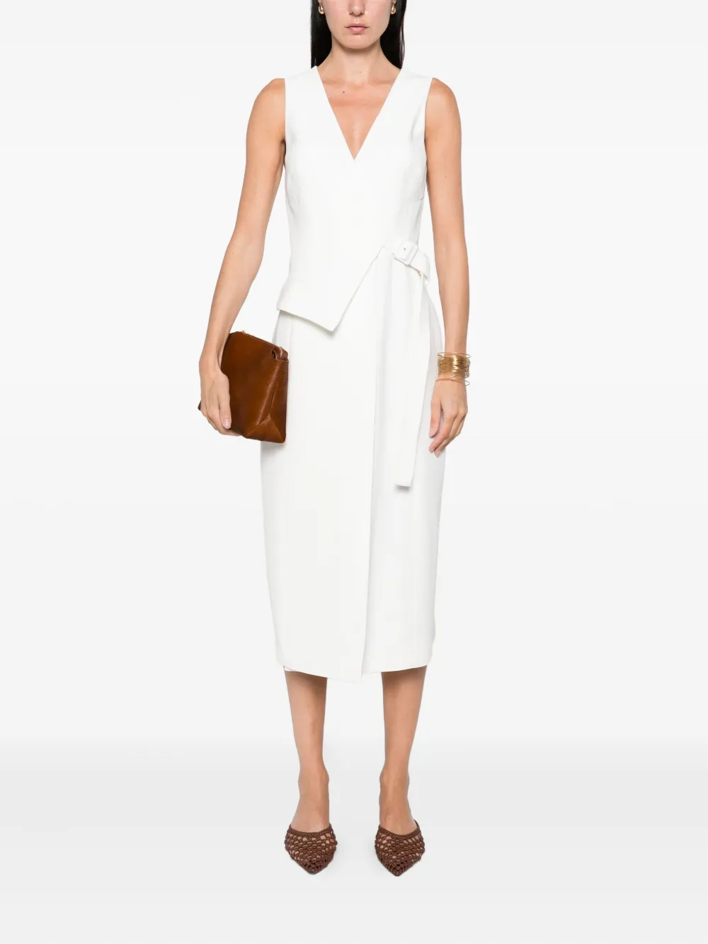 Ermanno Scervino Mouwloze wikkeljurk Wit