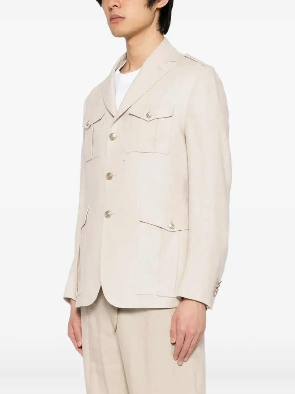 Eleventy flap-pocket button blazer Beige