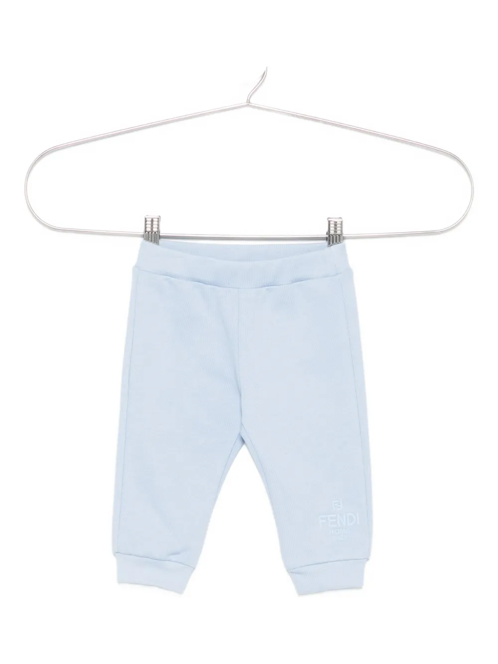 Fendi Kids logo-embroidered cotton track pants Blauw
