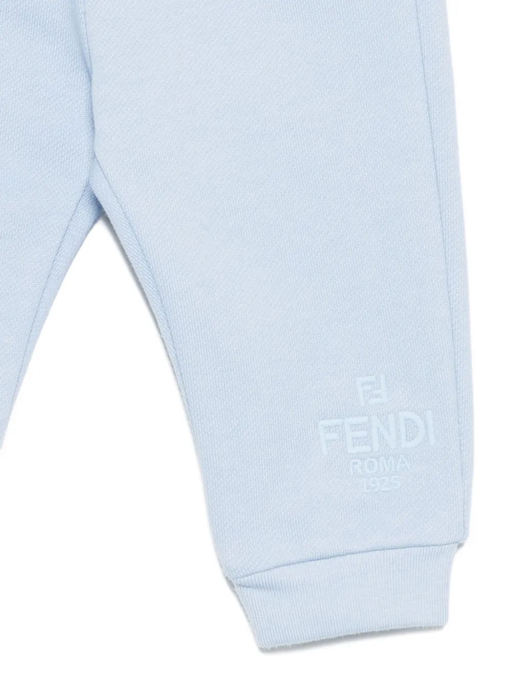 Fendi Kids logo-embroidered cotton track pants Blauw