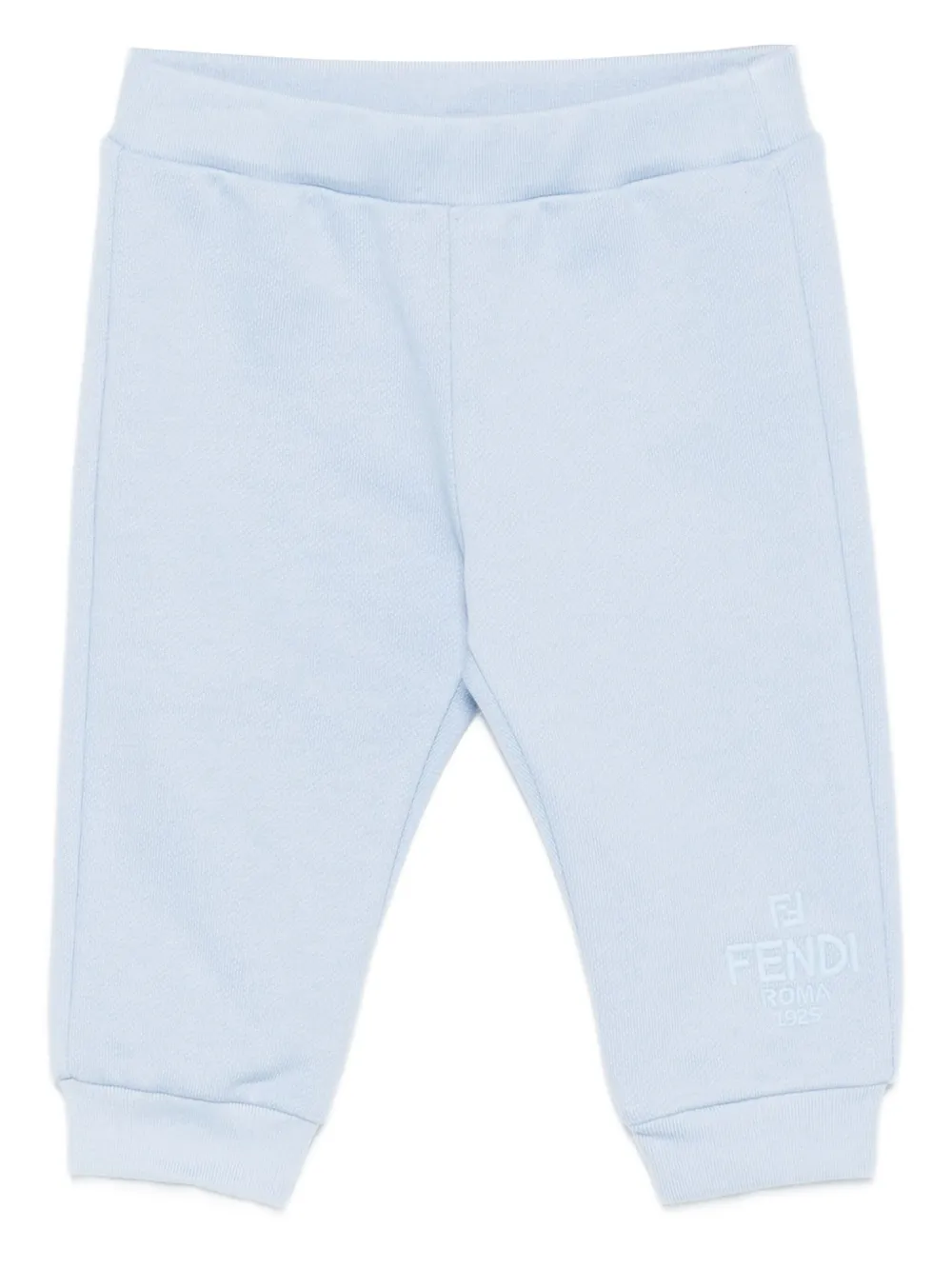 Fendi Kids logo-embroidered cotton track pants Blauw