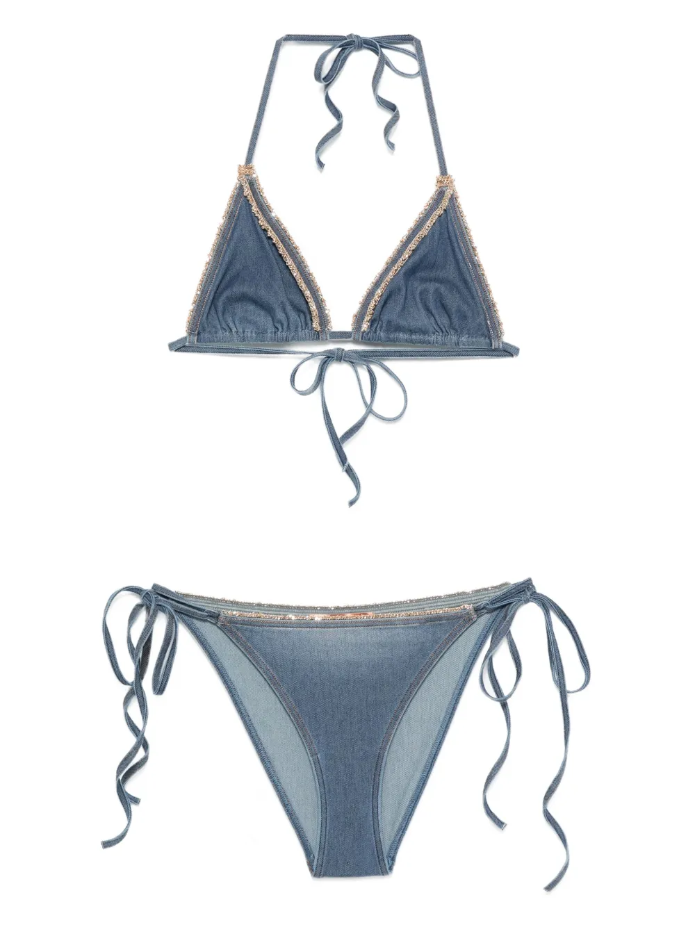 Ermanno Scervino triangle fringed bikini - ブルー Ermanno Scervino triangle fringed bikini - ブルー