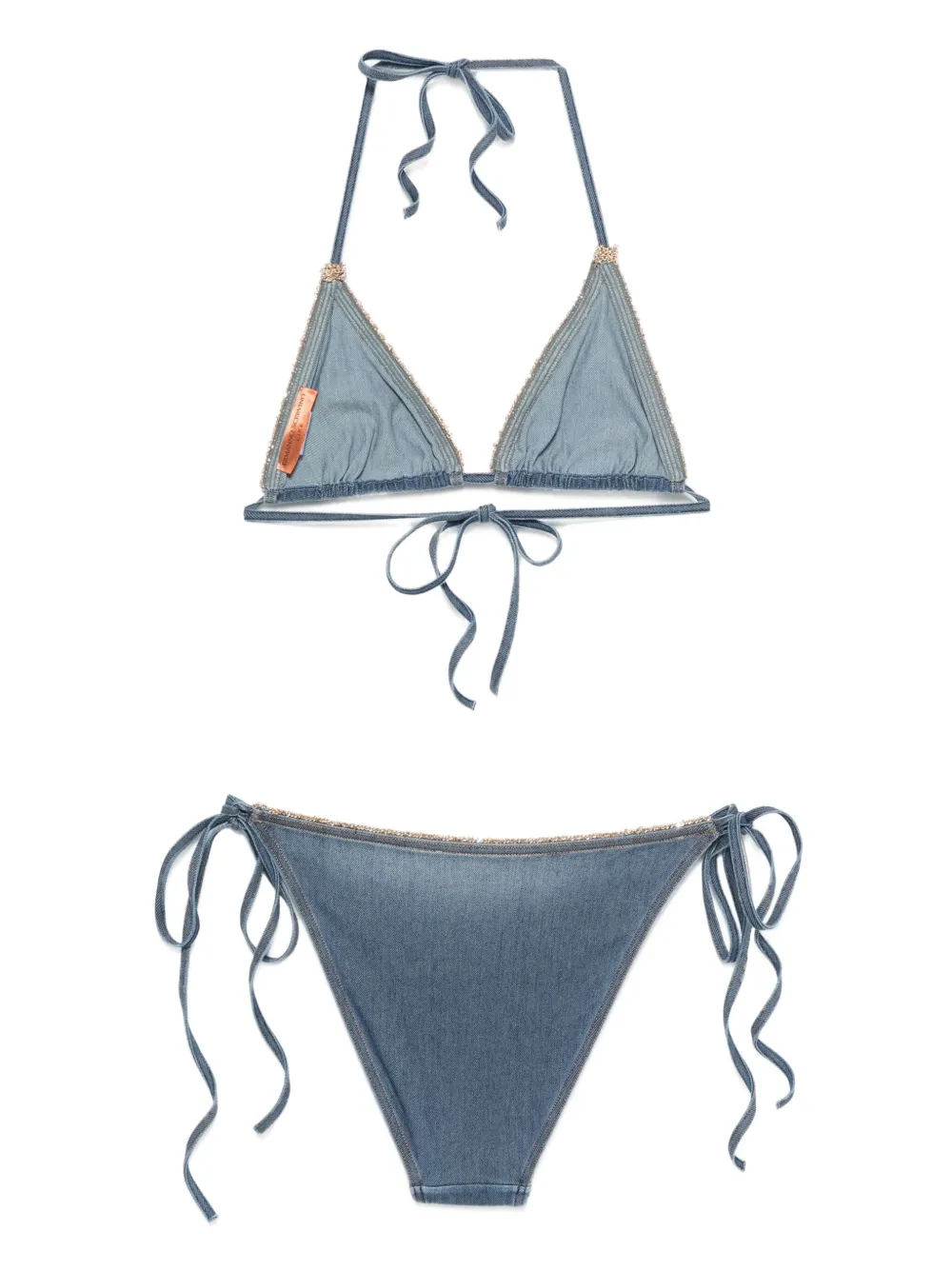 Ermanno Scervino Triangel bikini met franje Blauw