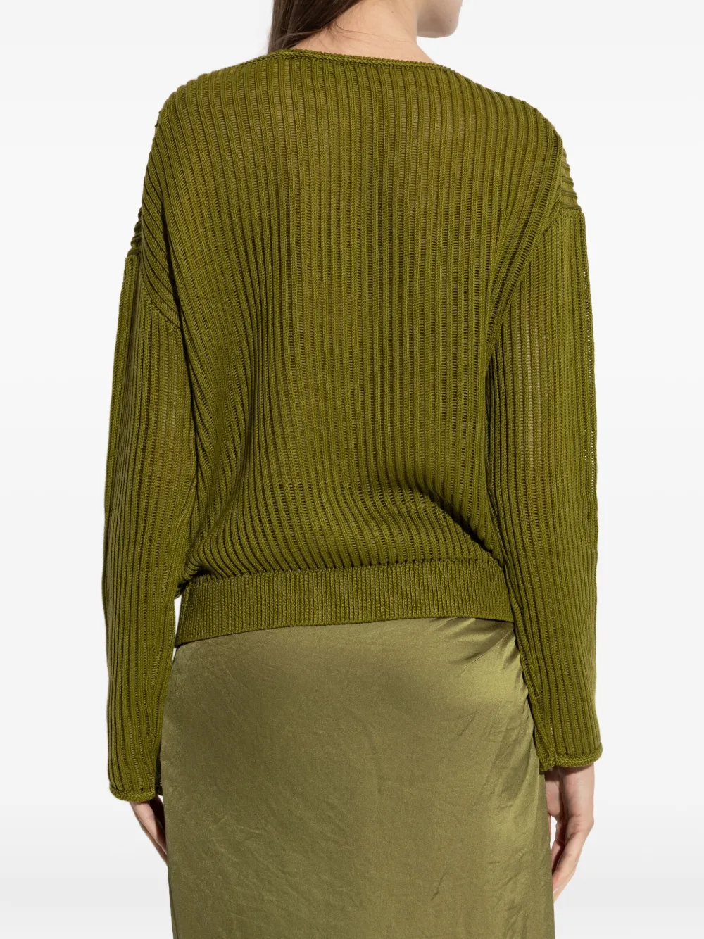 Theory ribbed pima cotton sweater Groen
