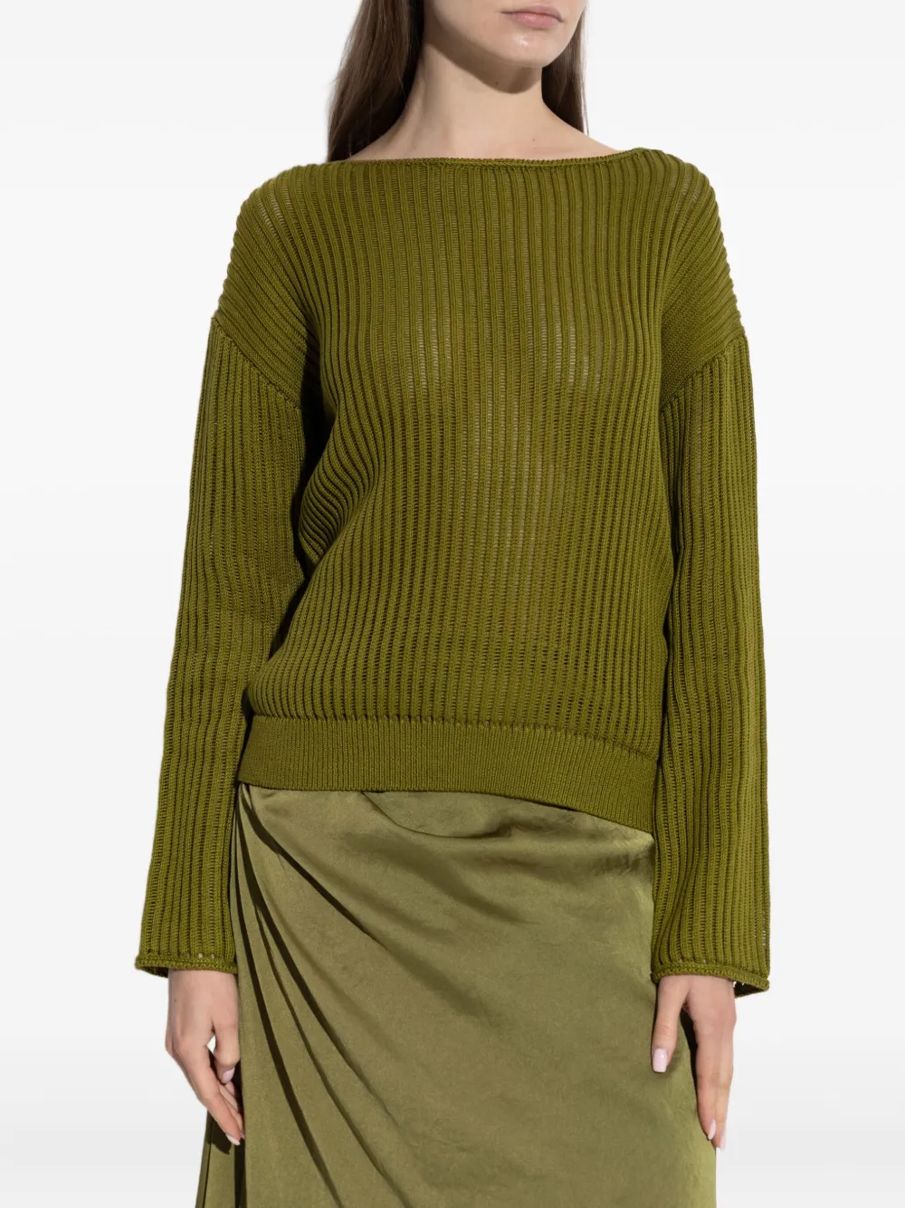 Theory ribbed pima cotton sweater Groen