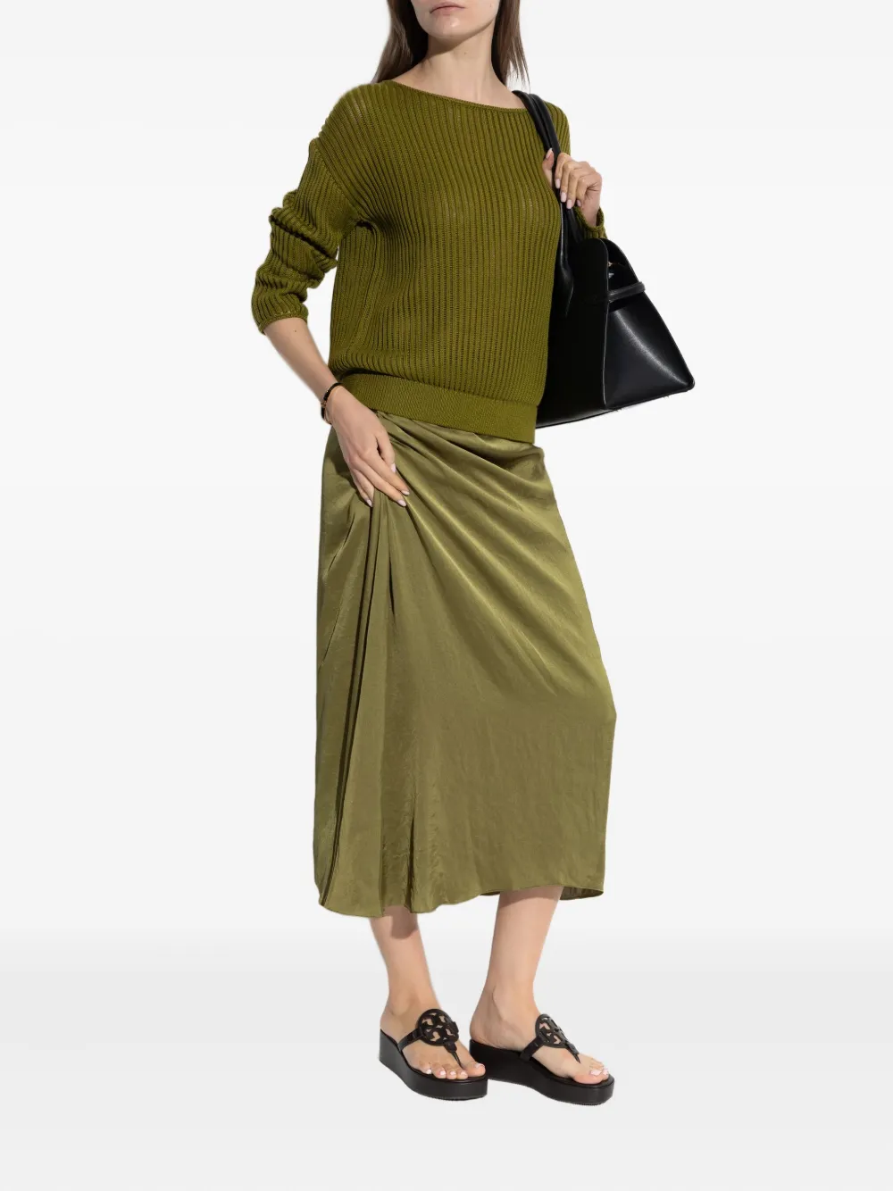 Theory ribbed pima cotton sweater Groen