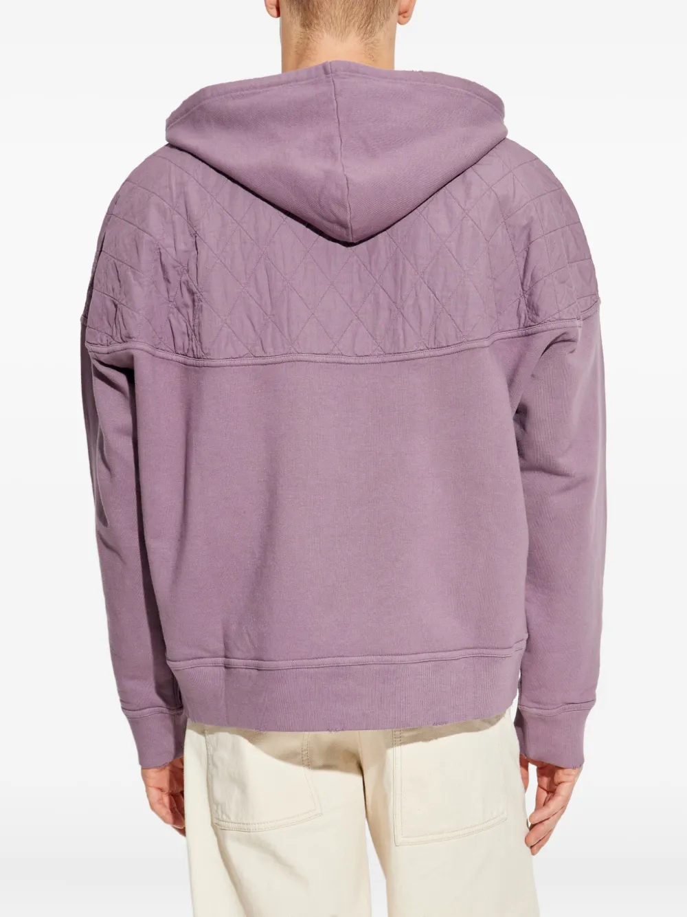 Golden Goose Hoodie met gewatteerd vlak en halve rits MAUVE
