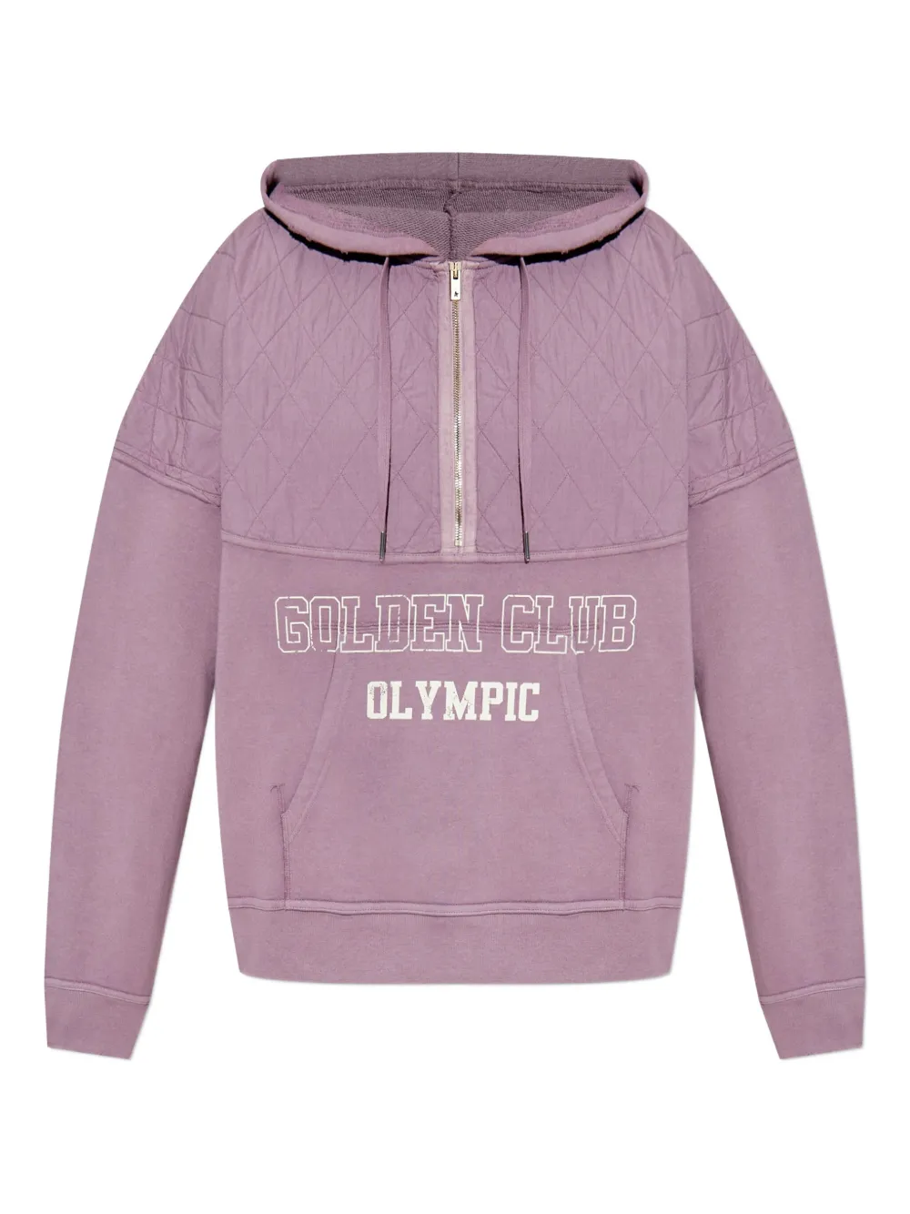 Golden Goose Hoodie met gewatteerd vlak en halve rits MAUVE