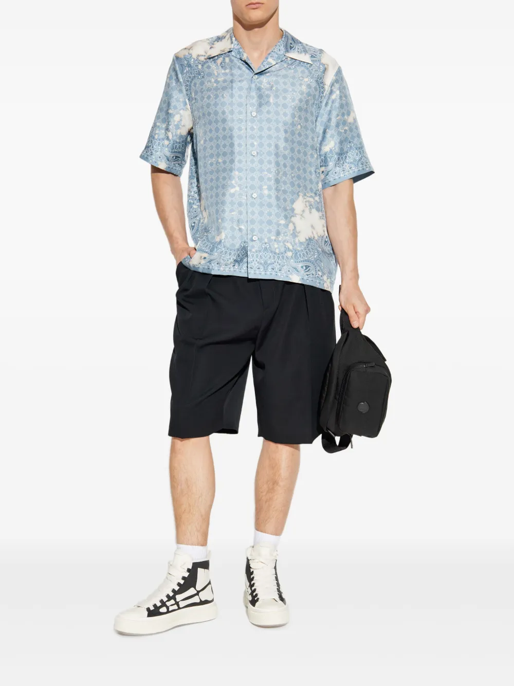 AMIRI short-sleeved silk shirt Blauw