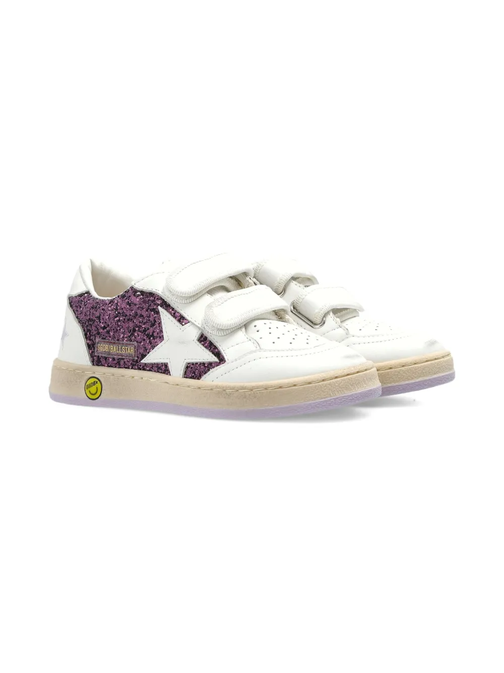 Golden Goose Kids Ball Star glitter-panelled sneakers - Bianco