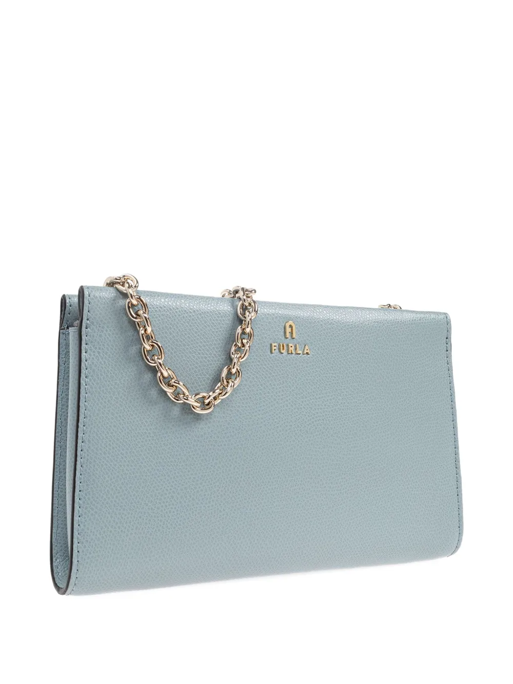 Furla Leren shopper met kettingband Blauw