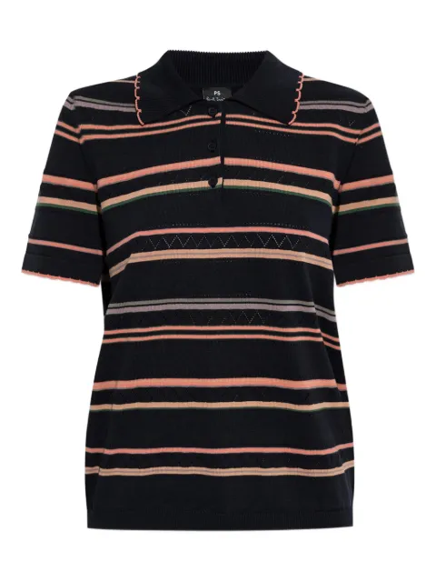 PS Paul Smith striped scalloped-edge polo shirt