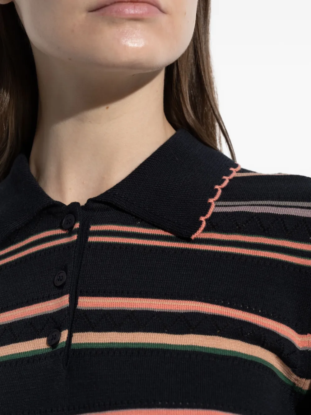 PS Paul Smith Gestreept poloshirt met gewelfde rand Zwart