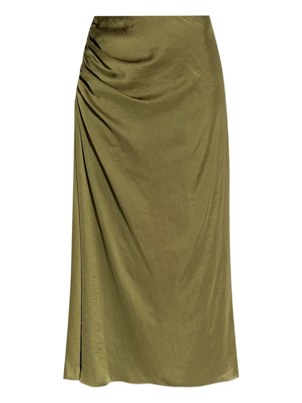 Theory gathered satin midi skirt | Green | Image 1
