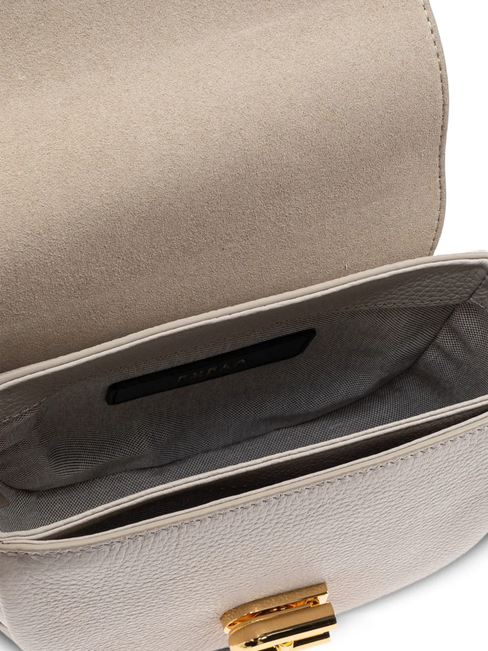 Furla Lotus leather logo-strap mini bag Grijs