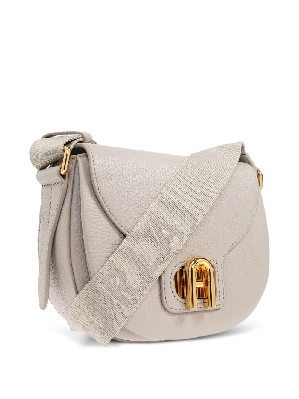 Furla Lotus leather logo-strap mini bag Grijs