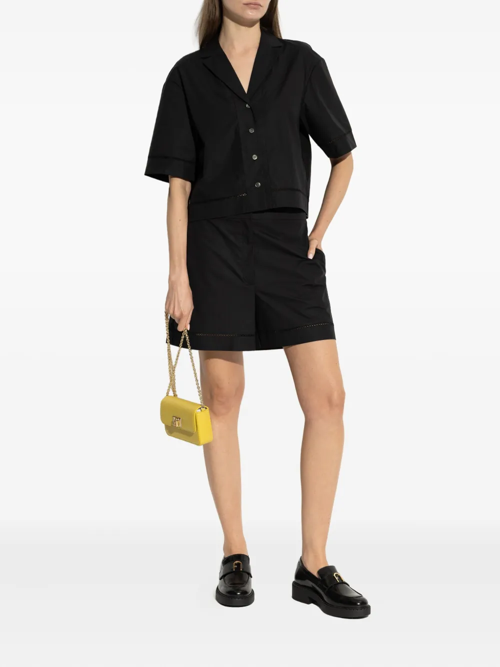 Furla platform leather loafers NERO