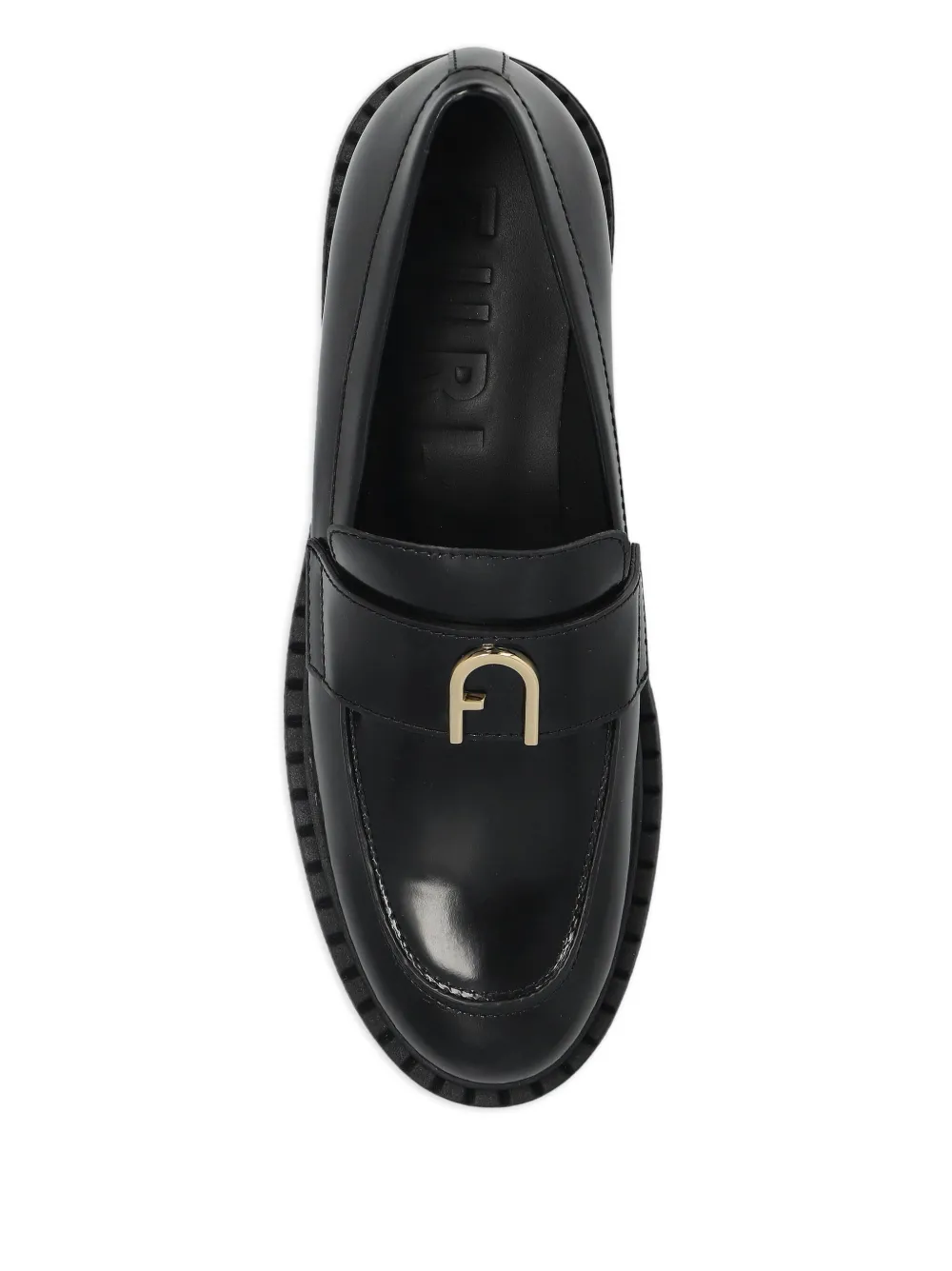 Furla platform leather loafers NERO