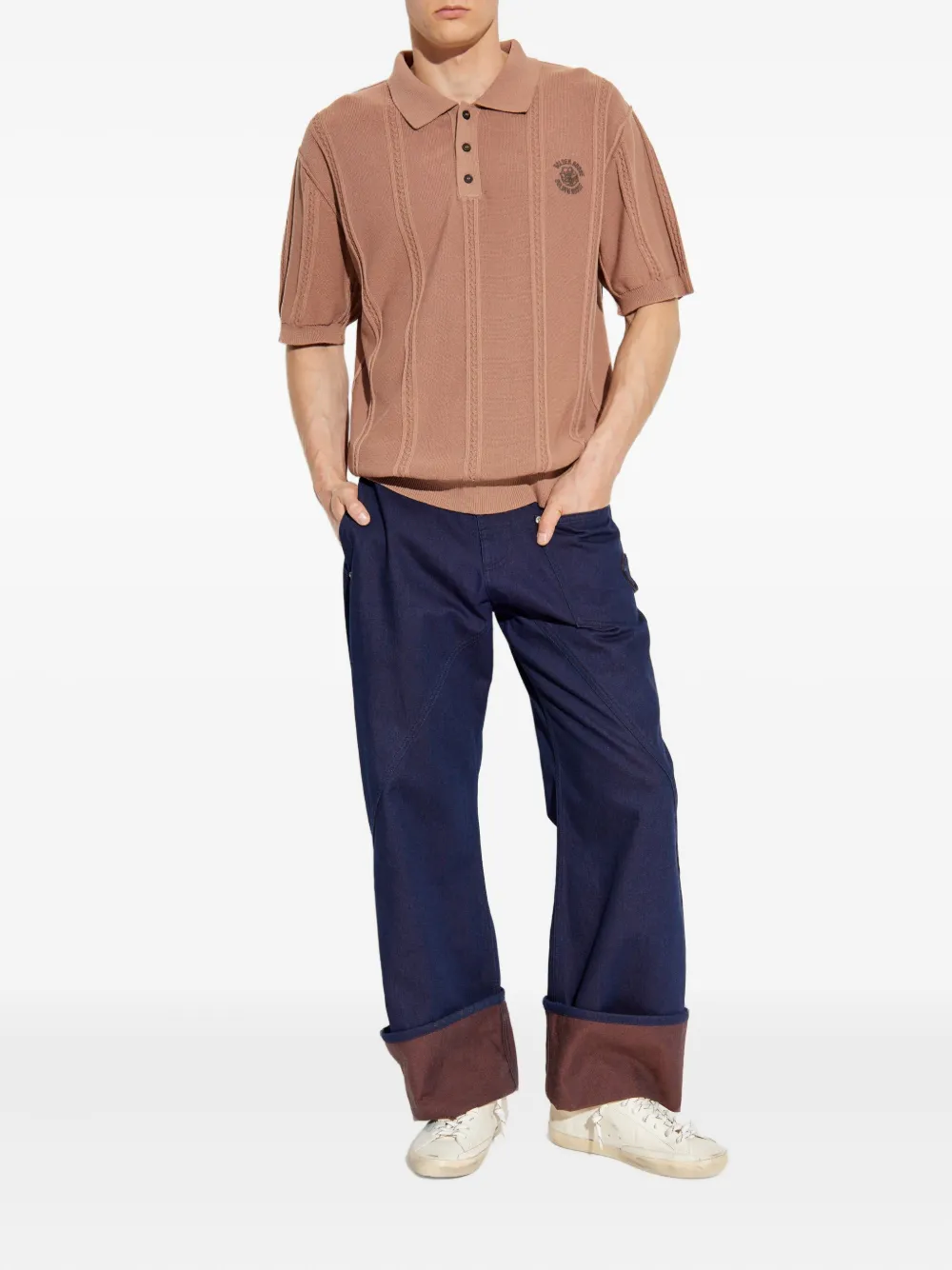 Golden Goose cable-knit polo shirt Beige