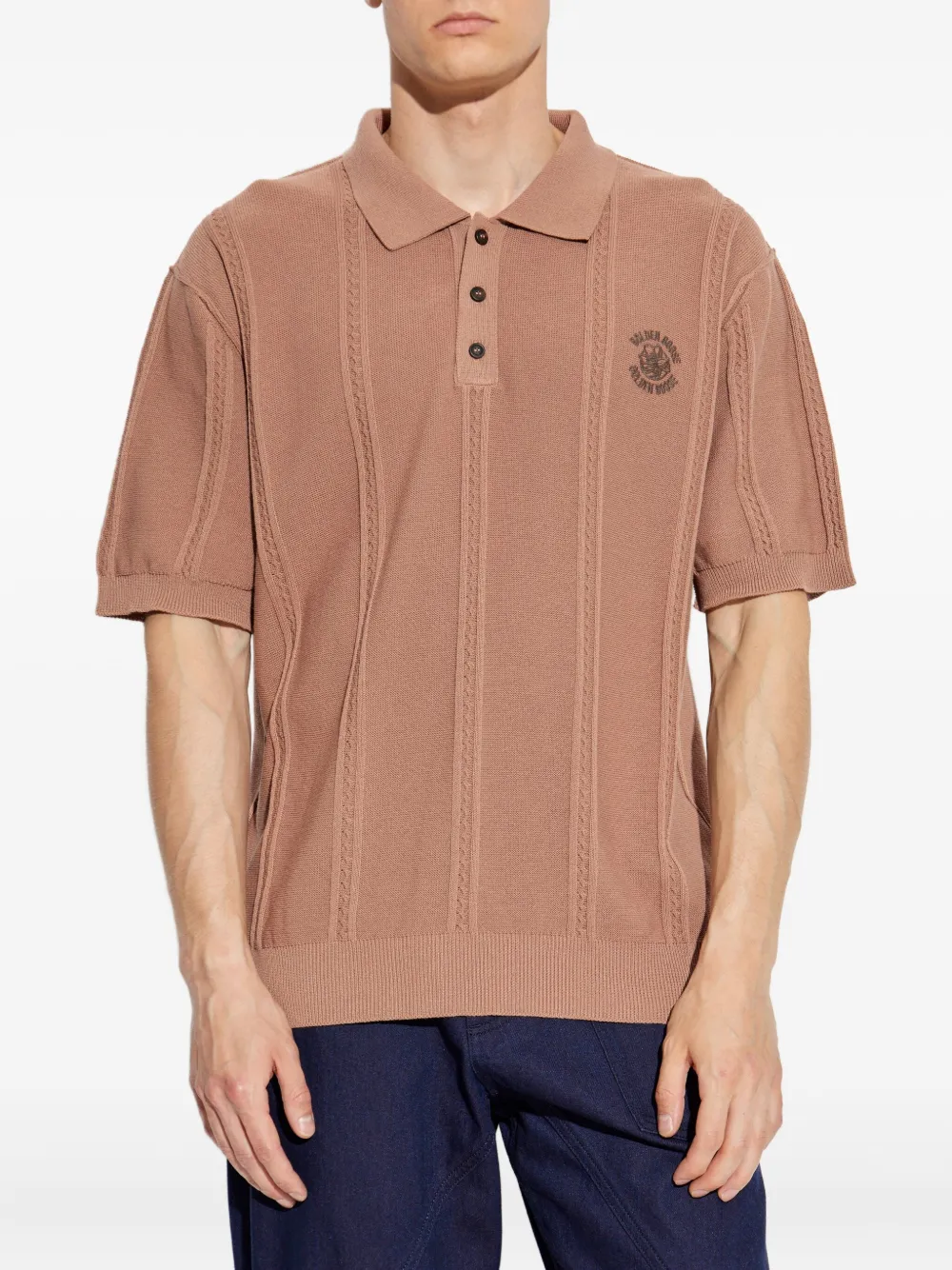 Golden Goose cable-knit polo shirt Beige