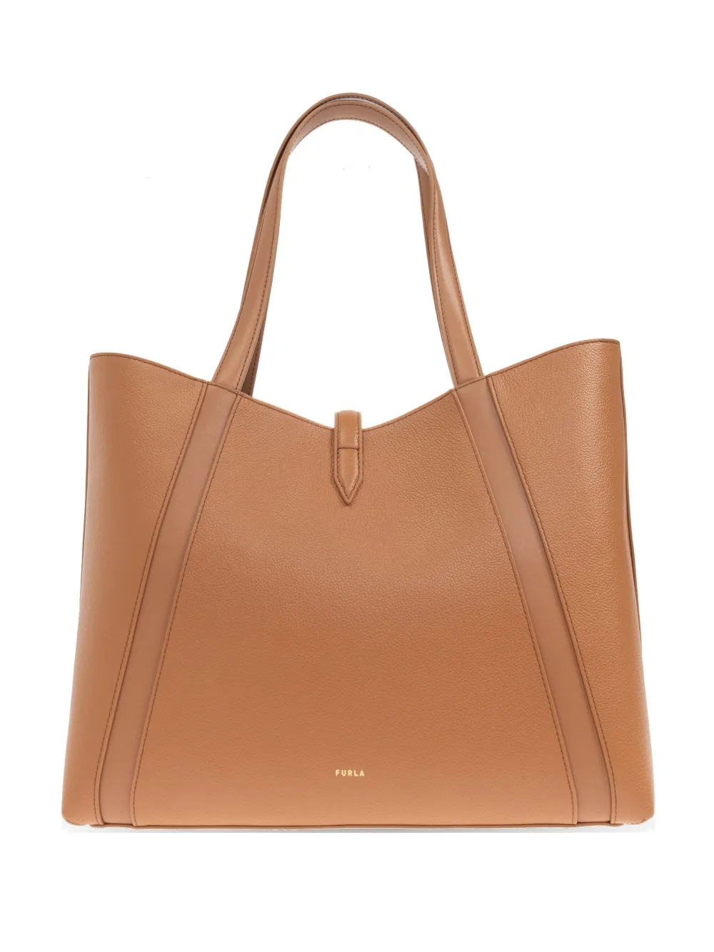 Furla Goccia shopper met leren vlakken en gesp Bruin