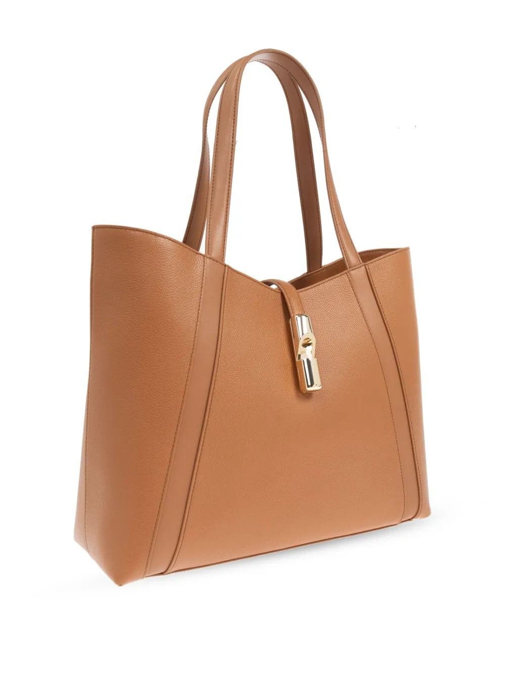 Furla Goccia shopper met leren vlakken en gesp Bruin