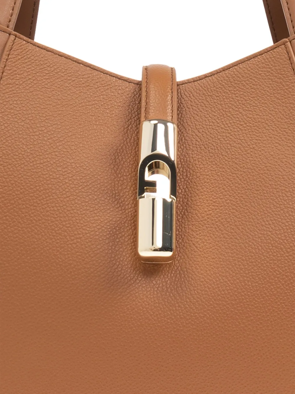 Furla Goccia shopper met leren vlakken en gesp Bruin