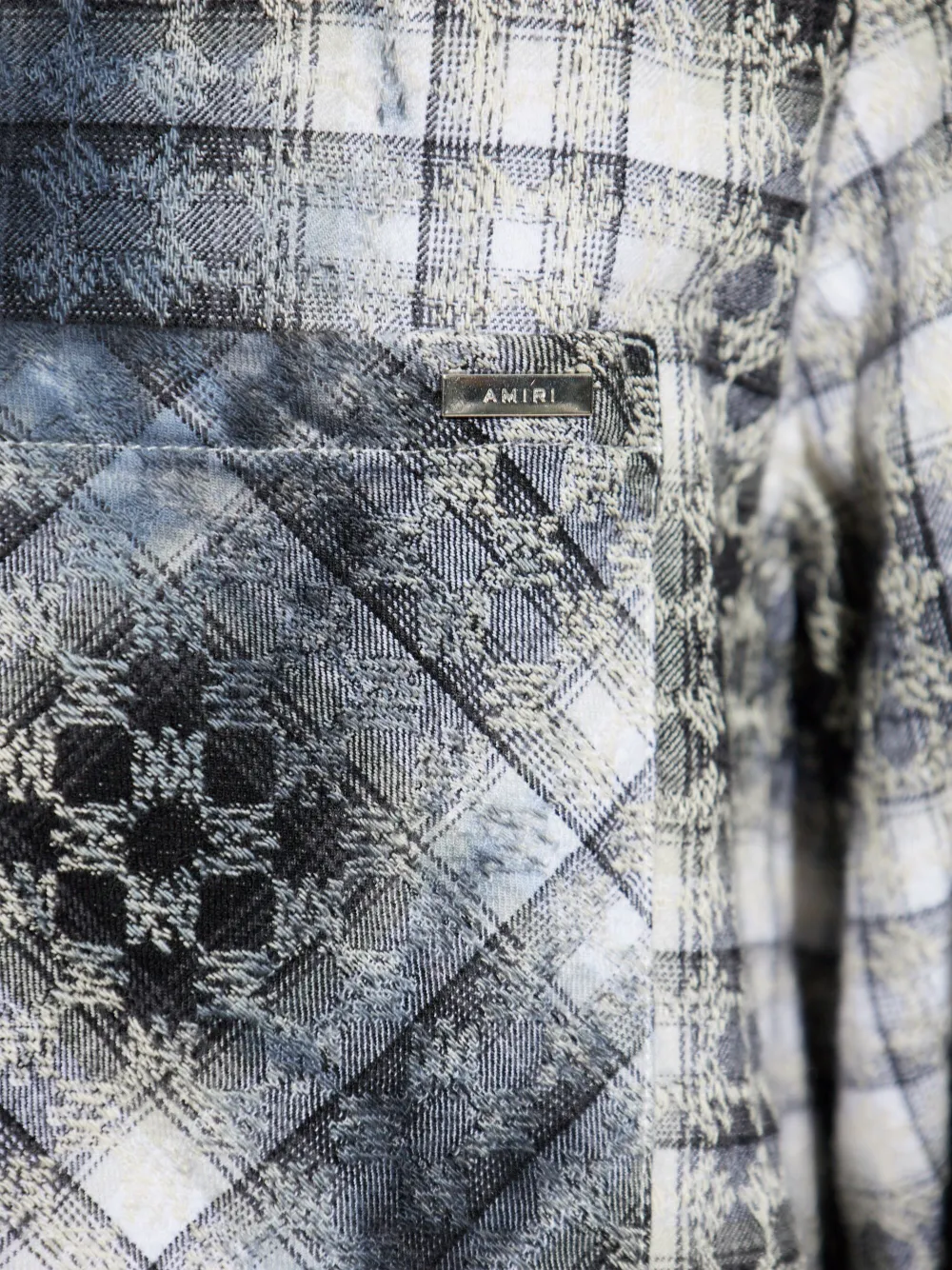 AMIRI frayed checked shirt Grijs