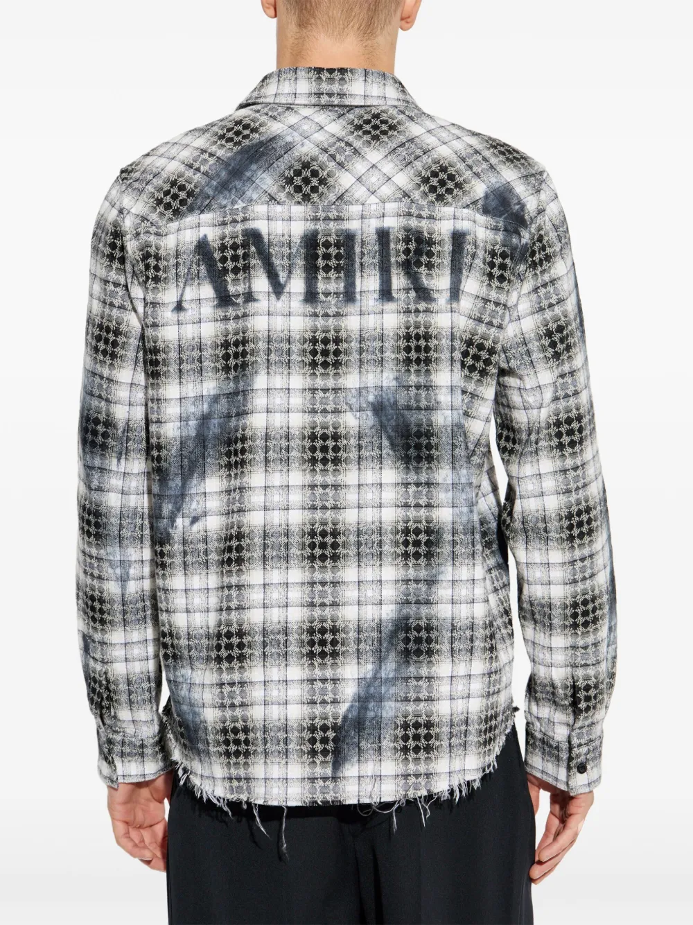AMIRI frayed checked shirt Grijs