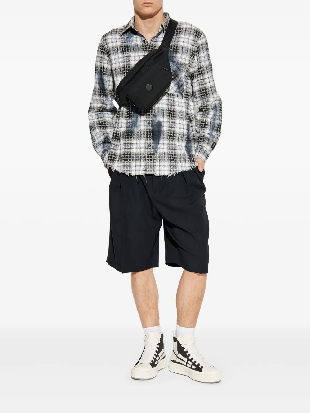 AMIRI frayed checked shirt Grijs