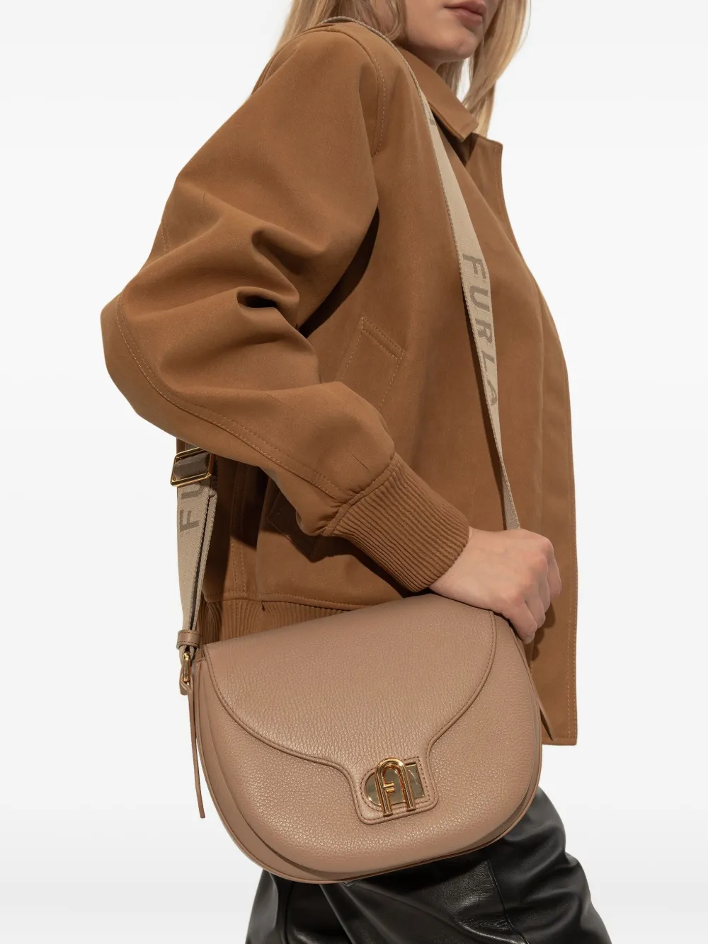Furla Shopper met logoplakkaat Bruin