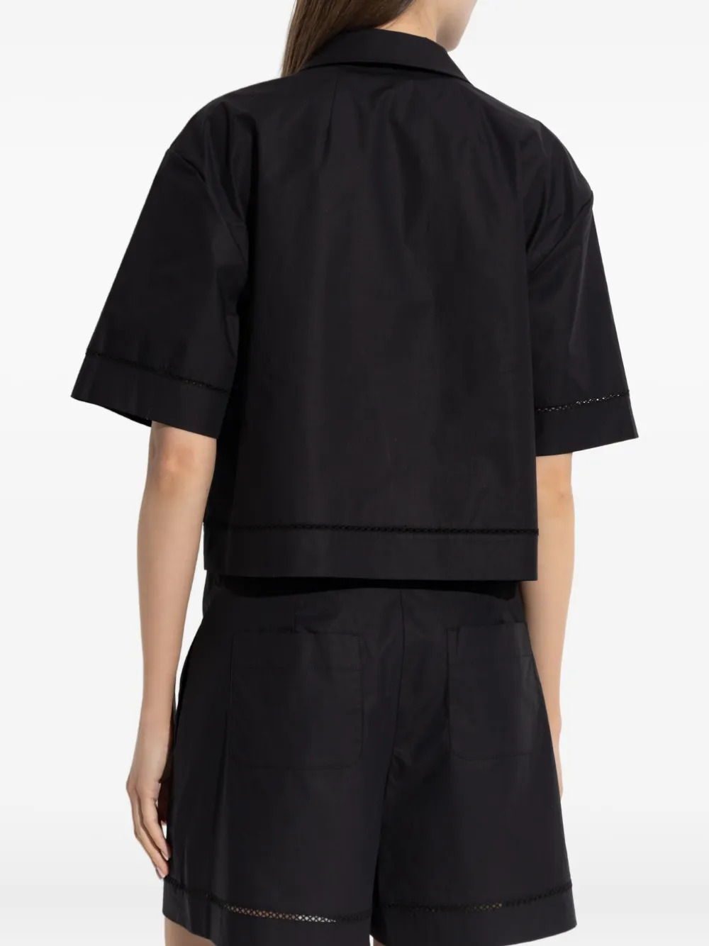 Theory Blouse met kraag en korte mouwen Zwart