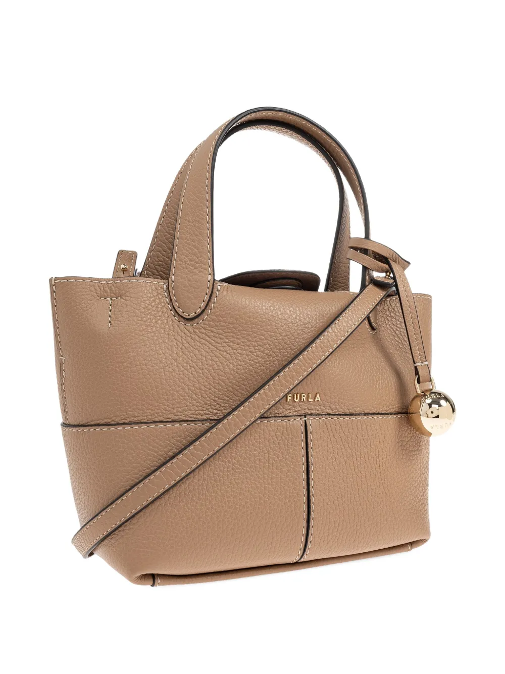 Furla Shopper van bewerkt leer met handgreep Beige
