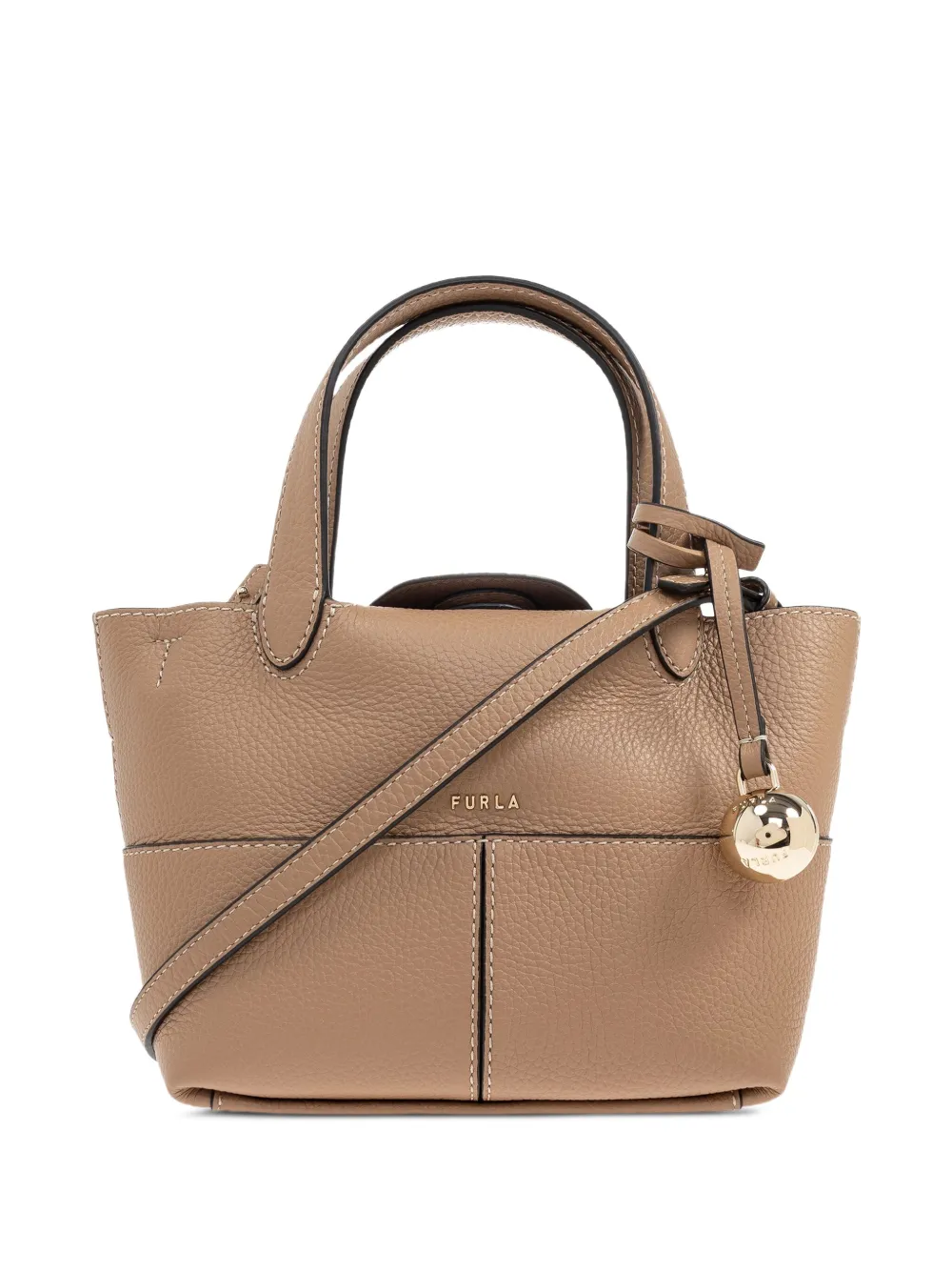 Furla Shopper van bewerkt leer met handgreep Beige