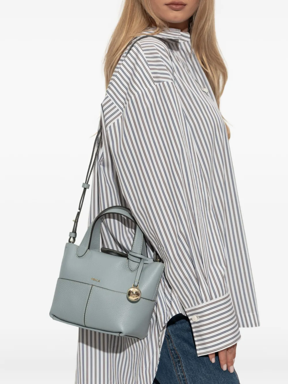 Furla Kleine Primrose leren shopper met handgreep Blauw