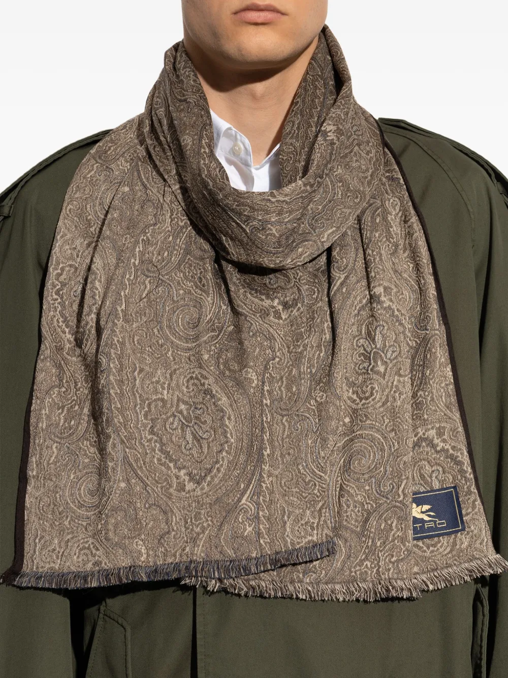 ETRO Sjaal met paisley-print Bruin
