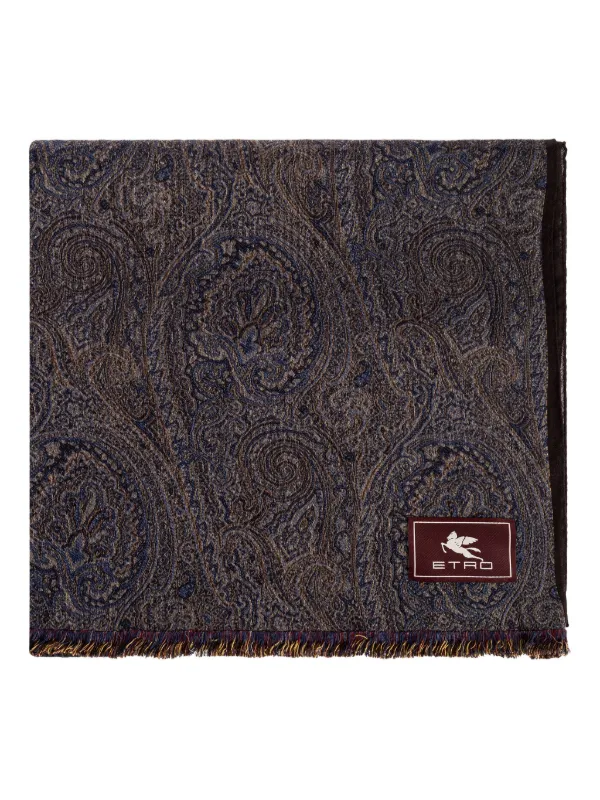 ETRO ペイズリー柄スカーフ グレー系 ETRO ペイズリー スカーフ | グレー | FARFETCH JP