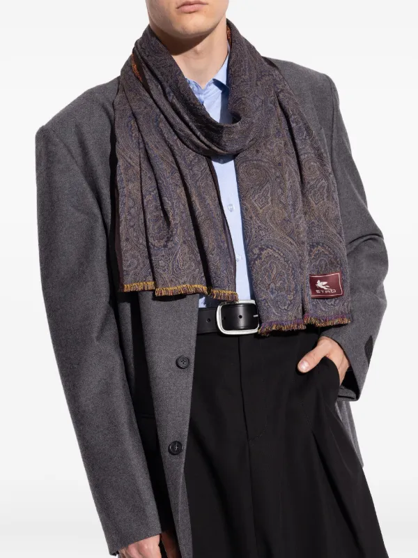 ETRO ペイズリー柄スカーフ グレー系 ETRO ペイズリー スカーフ | グレー | FARFETCH JP