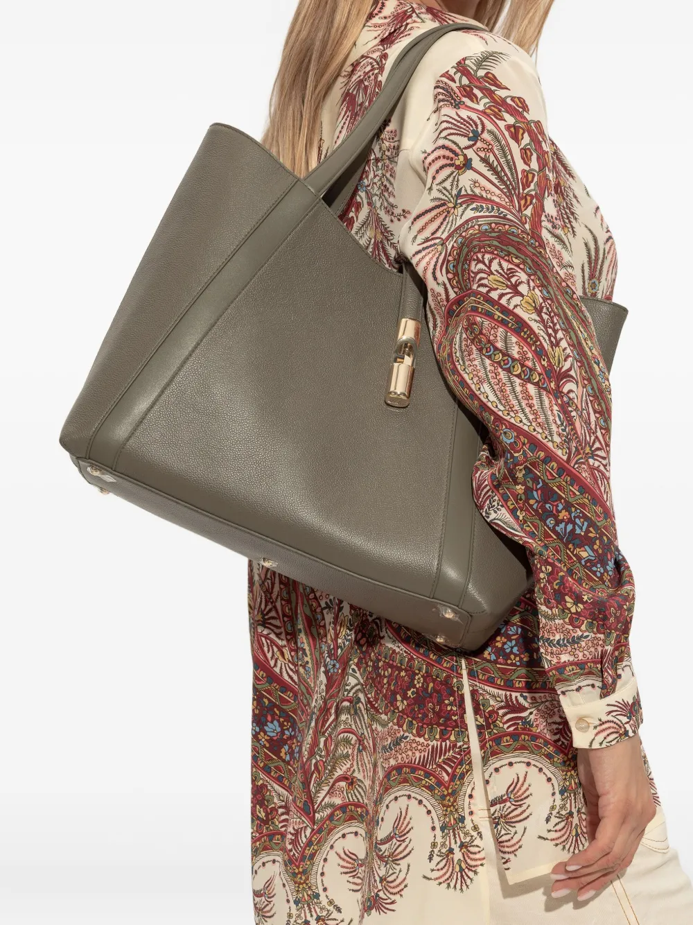 Furla Goccia leren shopper Groen