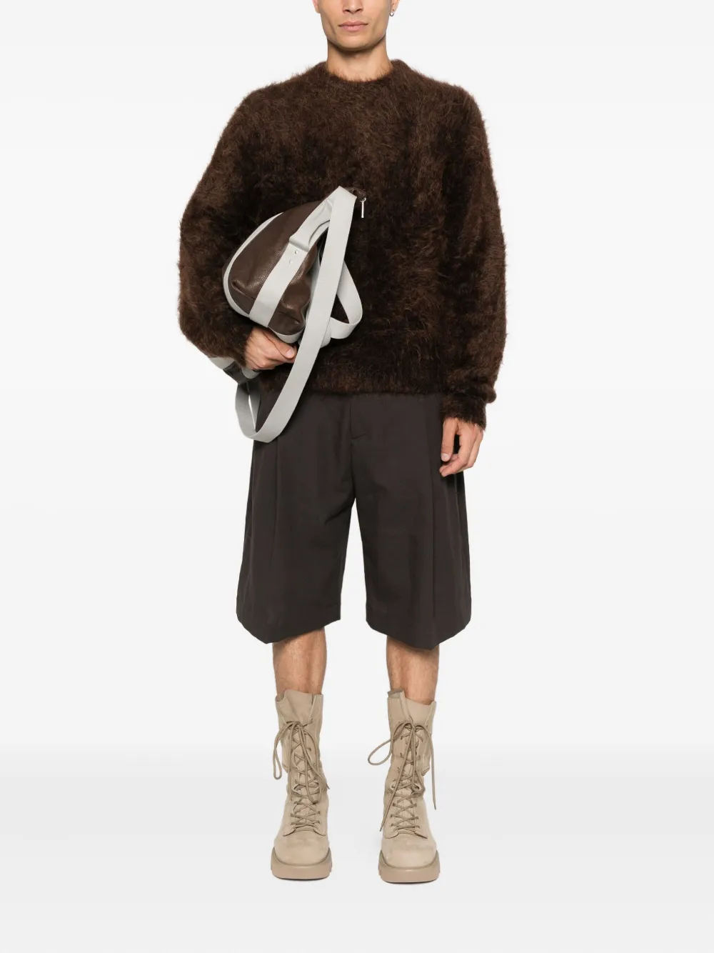 Mugler Pluizige trui met ronde hals - Bruin