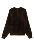Mugler fluffy crew-neck sweater - Brown