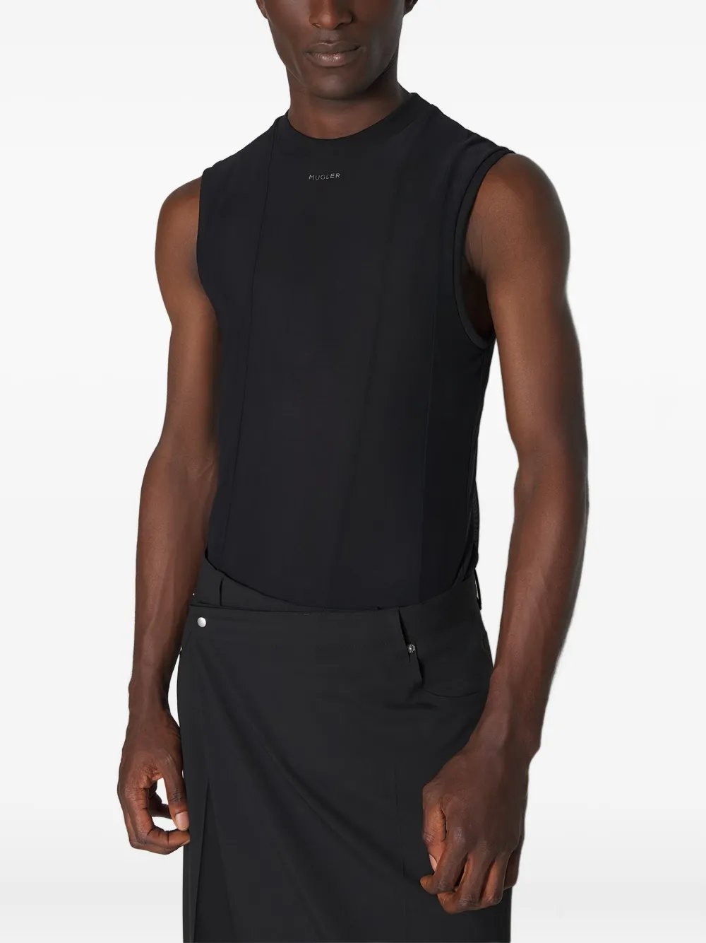 Mugler Panelled Sleeveless Tank Top In Black
