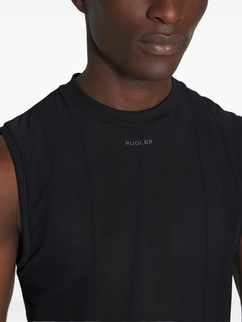 Mugler Panelled Sleeveless Tank Top In Black
