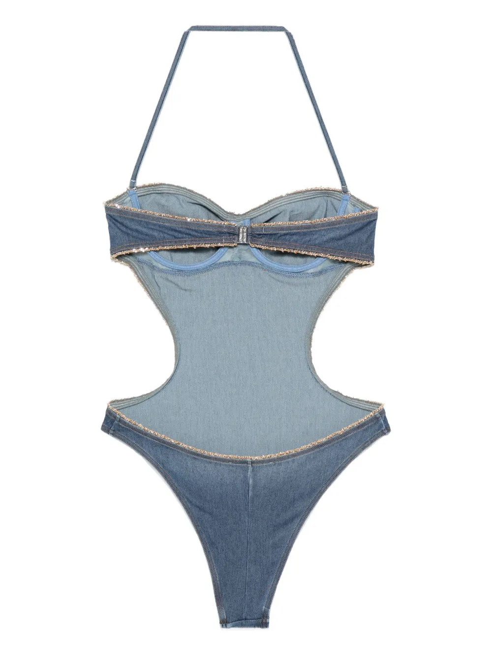 Ermanno Scervino Denim badpak met uitgesneden details Blauw