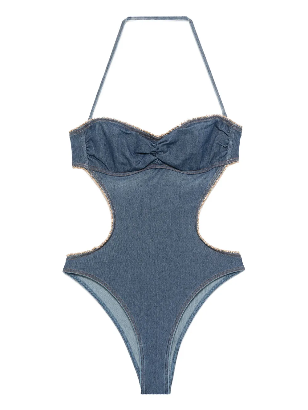 Ermanno Scervino Denim badpak met uitgesneden details Blauw