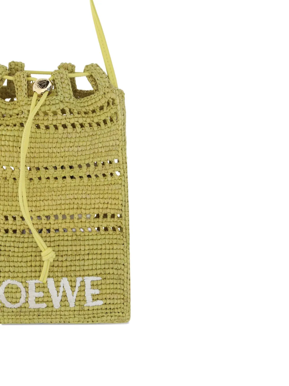 Loewe Raffia Drawstring Shoulder Bag In Green