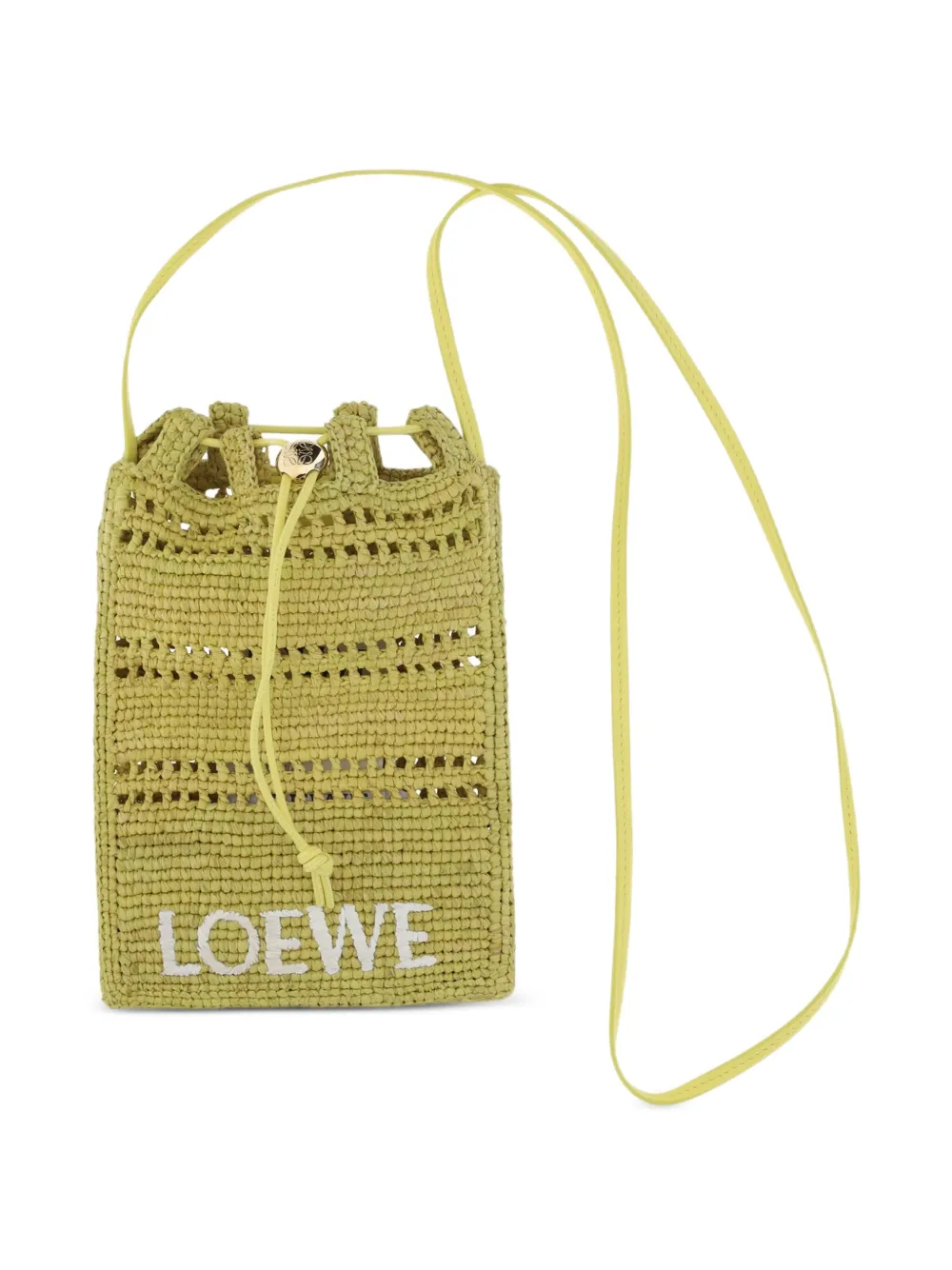 Loewe Raffia Drawstring Shoulder Bag In Green