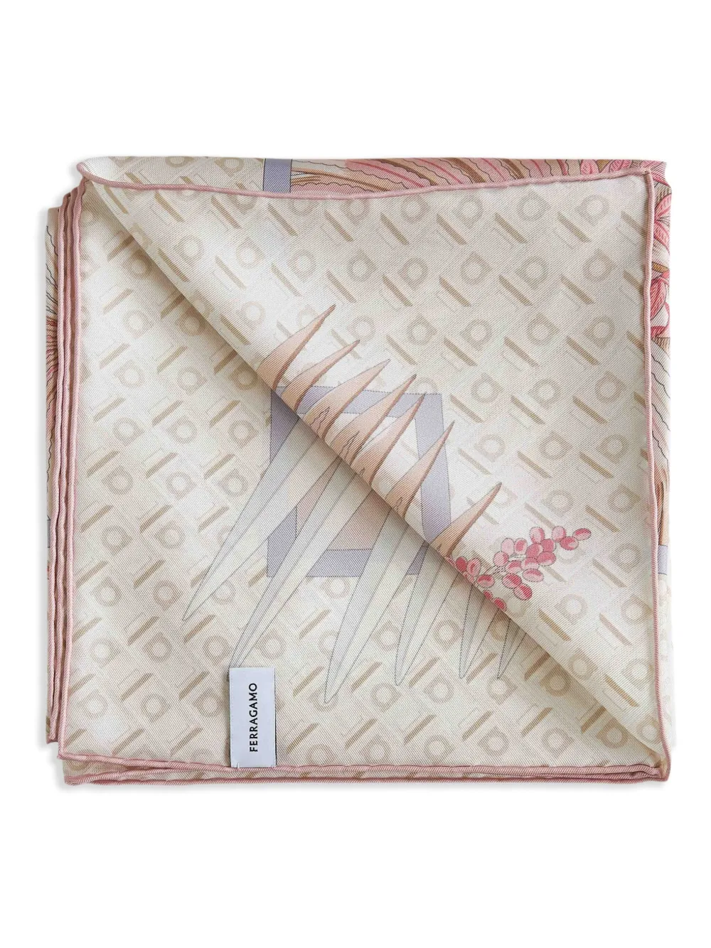 Ferragamo Sjaal met bloemenprint - Beige