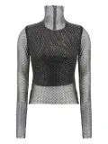 Sportmax rhinestone-embellished mesh top - Black