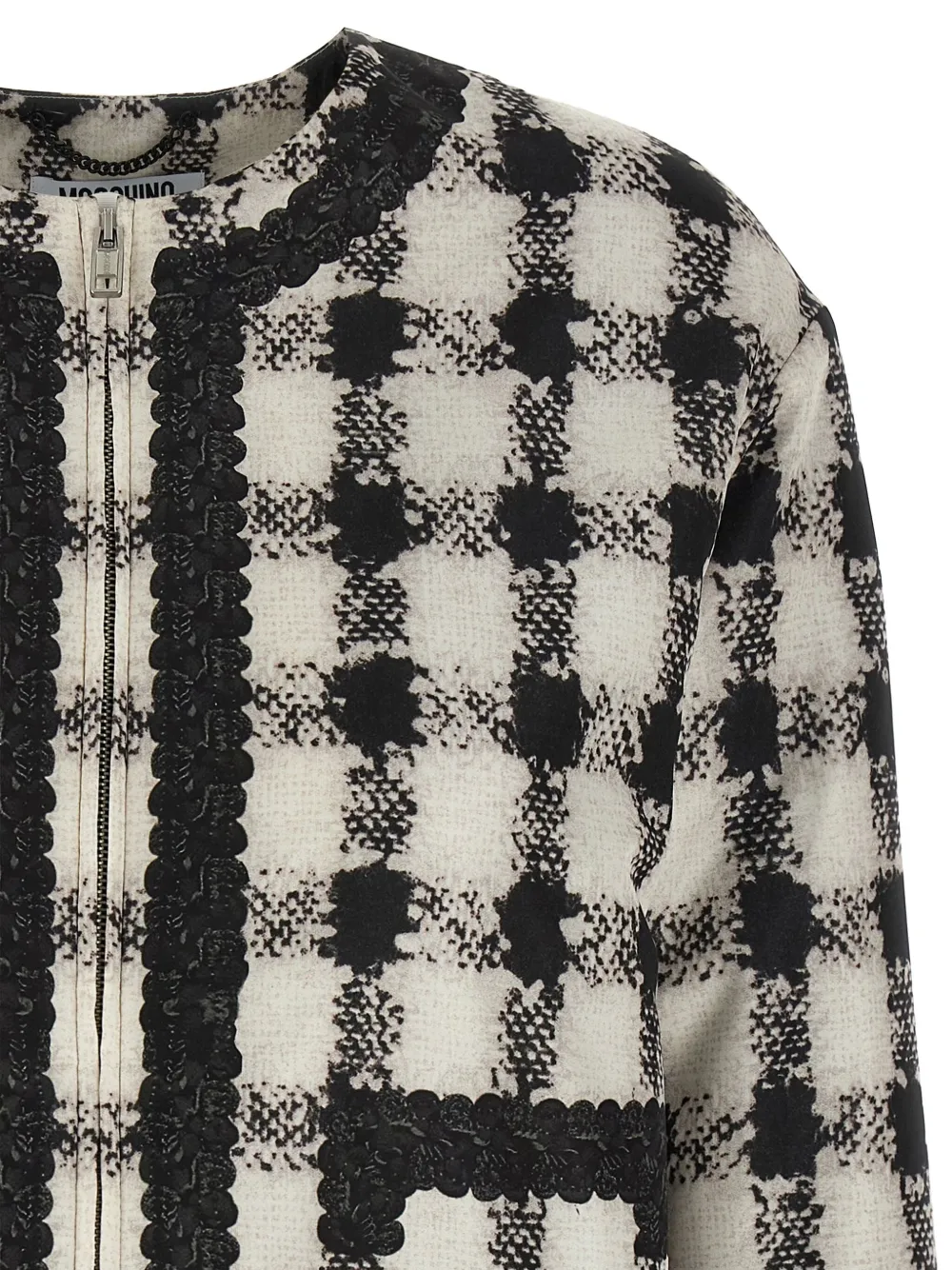 Moschino Geruit jack met kanten afwerking Zwart